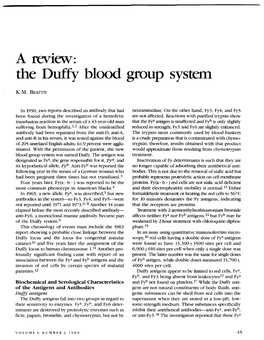 A Review: the Duffy Blood Group System