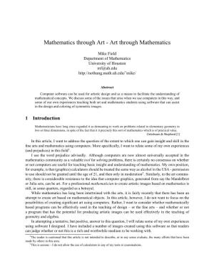Mathematics Through Art - Art Through Mathematics