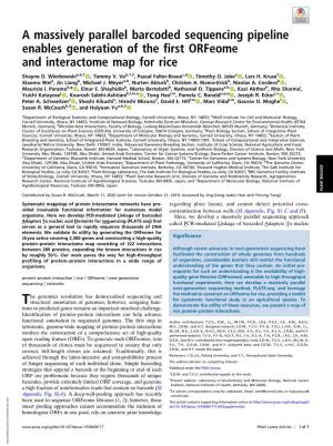 A Massively Parallel Barcoded Sequencing Pipeline Enables Generation of the First Orfeome and Interactome Map for Rice