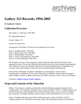 Gallery 312 Records, 1994-2005