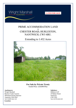 Prime Accommodation Land Chester Road, Hurleston