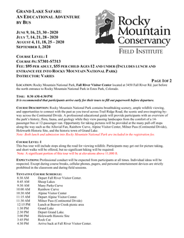 Rocky Mountain Field Seminars