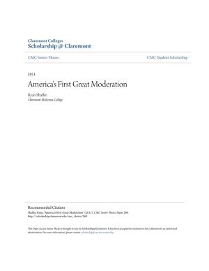 America's First Great Moderation Ryan Shaffer Claremont Mckenna College