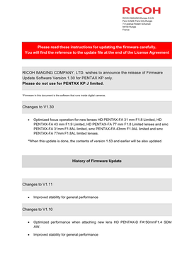 Please Read These Instructions for Updating the Firmware Carefully. You Will Find the Reference to the Update File at the End of the License Agreement