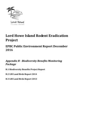 Lord Howe Island Rodent Eradication Project EPBC Public Environment Report December 2016