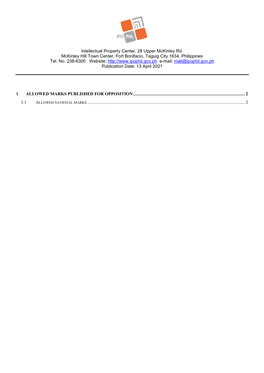 Intellectual Property Center, 28 Upper Mckinley Rd. Mckinley Hill Town Center, Fort Bonifacio, Taguig City 1634, Philippines Tel
