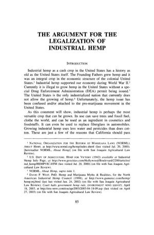 The Argument for the Legalization of Industrial Hemp