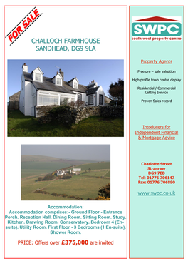 Challoch Farmhouse Sandhead, Dg9