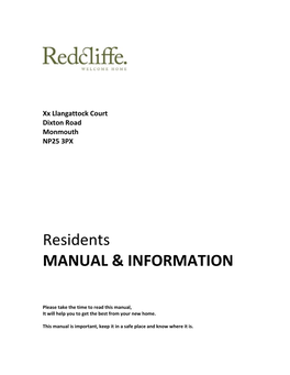Residents MANUAL & INFORMATION
