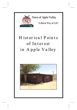Historical Points of Interest in Apple Valley Table of Contents Page Site Map