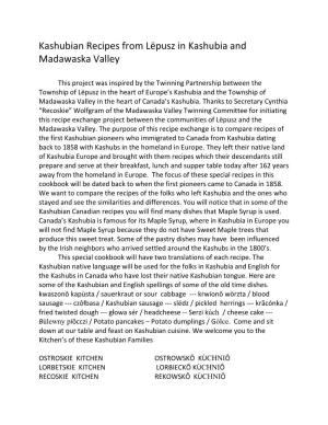 Kashubian Recipes from Lëpusz in Kashubia and Madawaska Valley