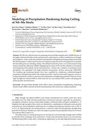 Modeling of Precipitation Hardening During Coiling of Nb–Mo Steels