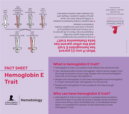 Fact Sheet: Hemoglobin E Trait