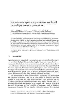 An Automatic Speech Segmentation Tool Based on Multiple Acoustic Parameters