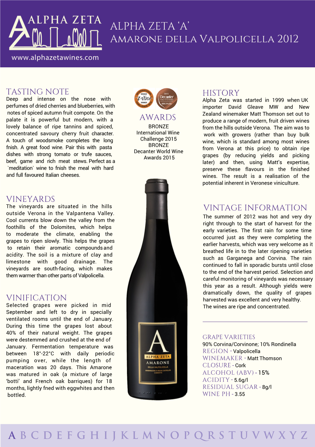 ALPHA ZETA 'A' Amarone Della Valpolicella 2012