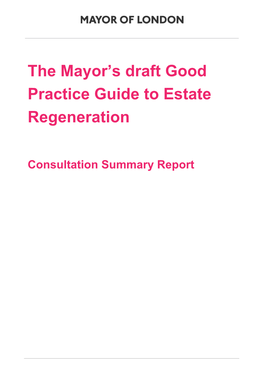 The Mayor's Draft Good Practice Guide to Estate Regeneration