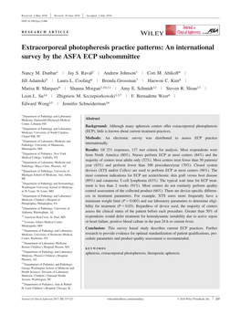 Extracorporeal Photopheresis Practice Patterns: an International Survey by the ASFA ECP Subcommittee