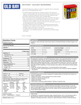 OLD BAY SEASONING Nutrition Facts