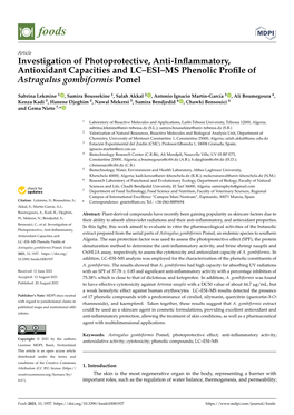 Investigation of Photoprotective, Anti-Inflammatory, Antioxidant