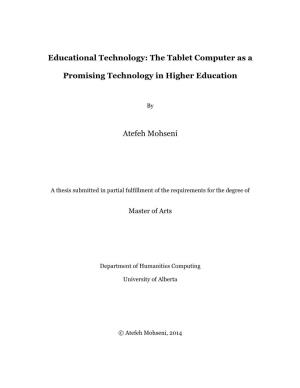 Educational Technology: the Tablet Computer As A