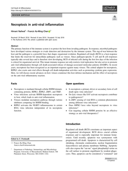 Necroptosis in Anti-Viral Inflammation