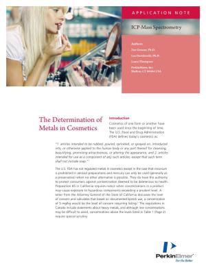The Determination of Metals in Cosmetics
