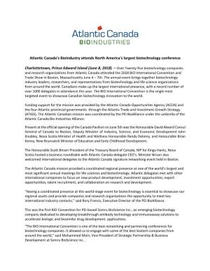 Atlantic Canada's Bioindustry Attends North America's