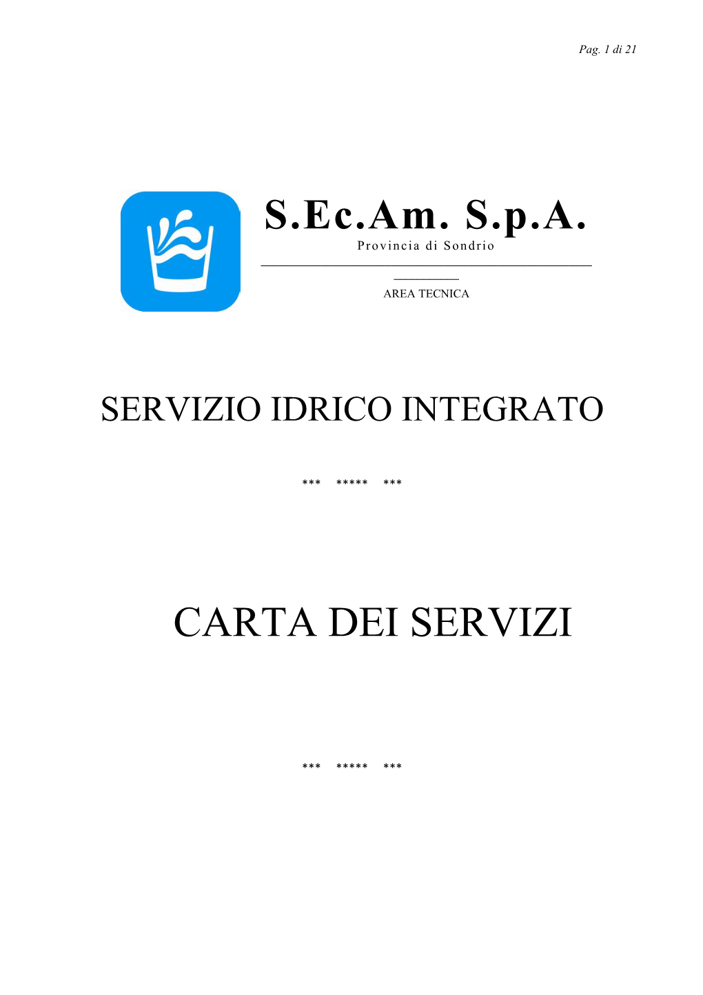 S.Ec.Am. S.P.A. CARTA DEI SERVIZI