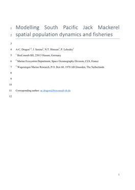 Modelling South Pacific Jack Mackerel Spatial Population Dynamics And