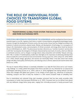 The Role of Individual Food Choices to Transform Global Food Systems Antonelli M