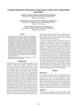 Grasping Multisensory Integration: Proprioceptive Capture After Virtual