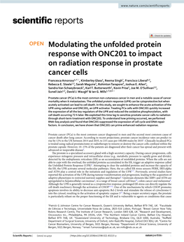 Modulating the Unfolded Protein Response with ONC201 to Impact