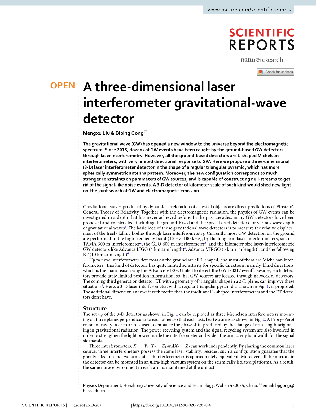 A Three-Dimensional Laser Interferometer Gravitational-Wave Detector