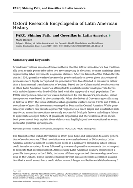 FARC, Shining Path, and Guerillas in Latin America