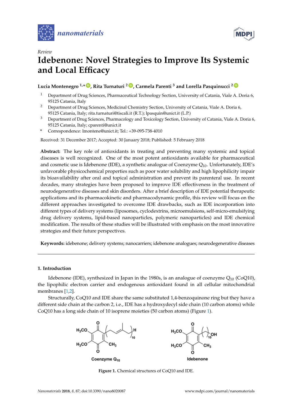 Idebenone: Novel Strategies to Improve Its Systemic and Local Efﬁcacy