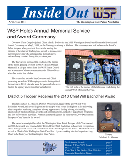 WSP Holds Annual Memorial Service and Award Ceremony What's Inside