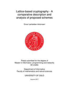 Lattice-Based Cryptography - a Comparative Description and Analysis of Proposed Schemes