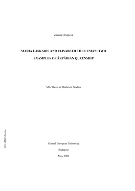 Maria Laskaris and Elisabeth the Cuman: Two Examples Of