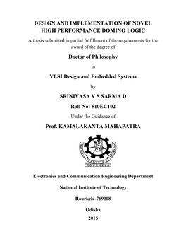 Design and Implementation of Novel High Performance Domino Logic
