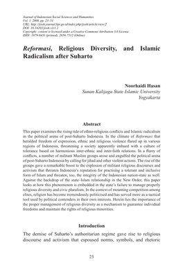 Reformasi, Religious Diversity, and Islamic Radicalism After Suharto