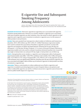 E-Cigarette Use and Subsequent Smoking Frequency Among Adolescents