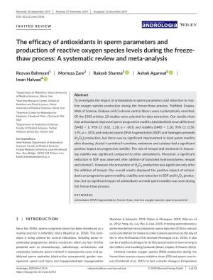 The Efficacy of Antioxidants in Sperm Parameters And