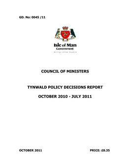 Council of Ministers Tynwald Policy Decisions Report October 2010