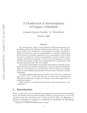 A Classification of Automorphisms of Compact 3-Manifolds