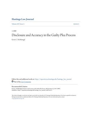 Disclosure and Accuracy in the Guilty Plea Process Kevin C