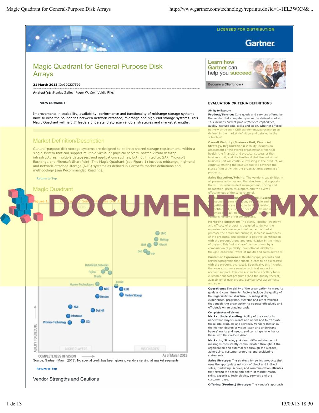 Magic Quadrant for General-Purpose Disk Arrays