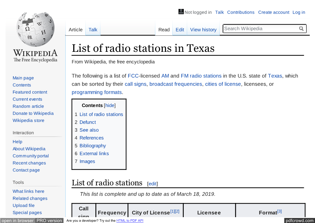 List of Radio Stations in Texas