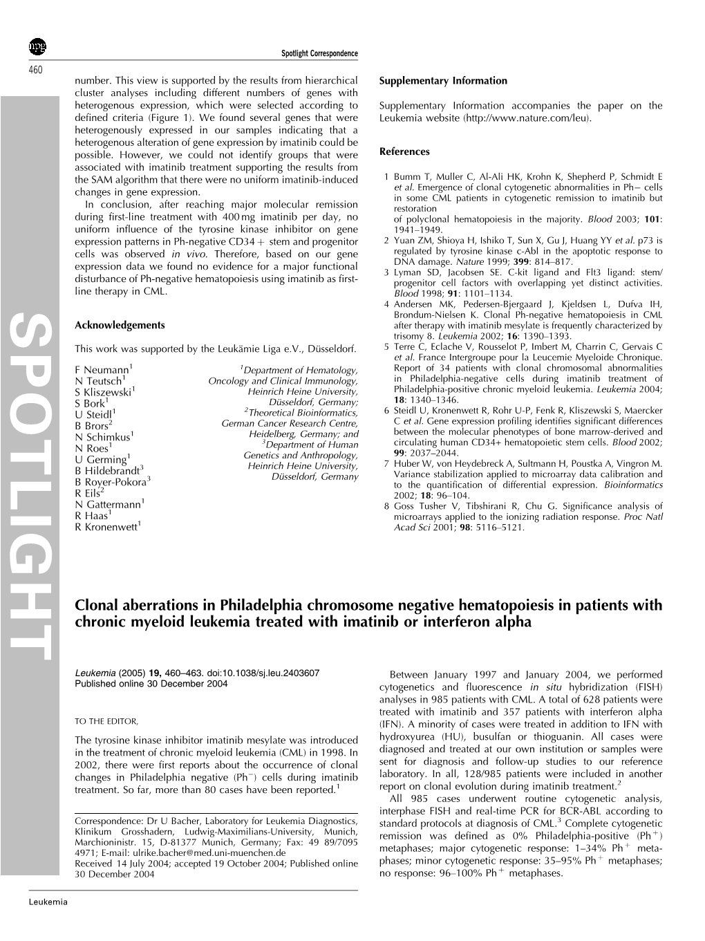 Clonal Aberrations in Philadelphia Chromosome Negative Hematopoiesis in Patients with Chronic Myeloid Leukemia Treated with Imatinib Or Interferon Alpha