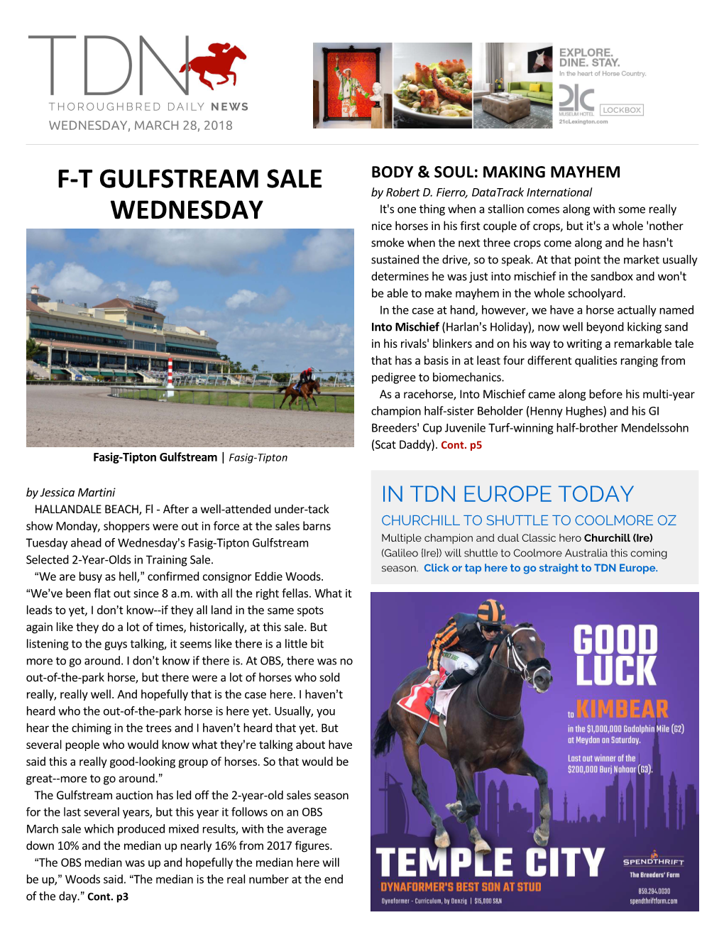 F-T Gulfstream Sale Wednesday