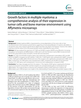 Growth Factors in Multiple Myeloma